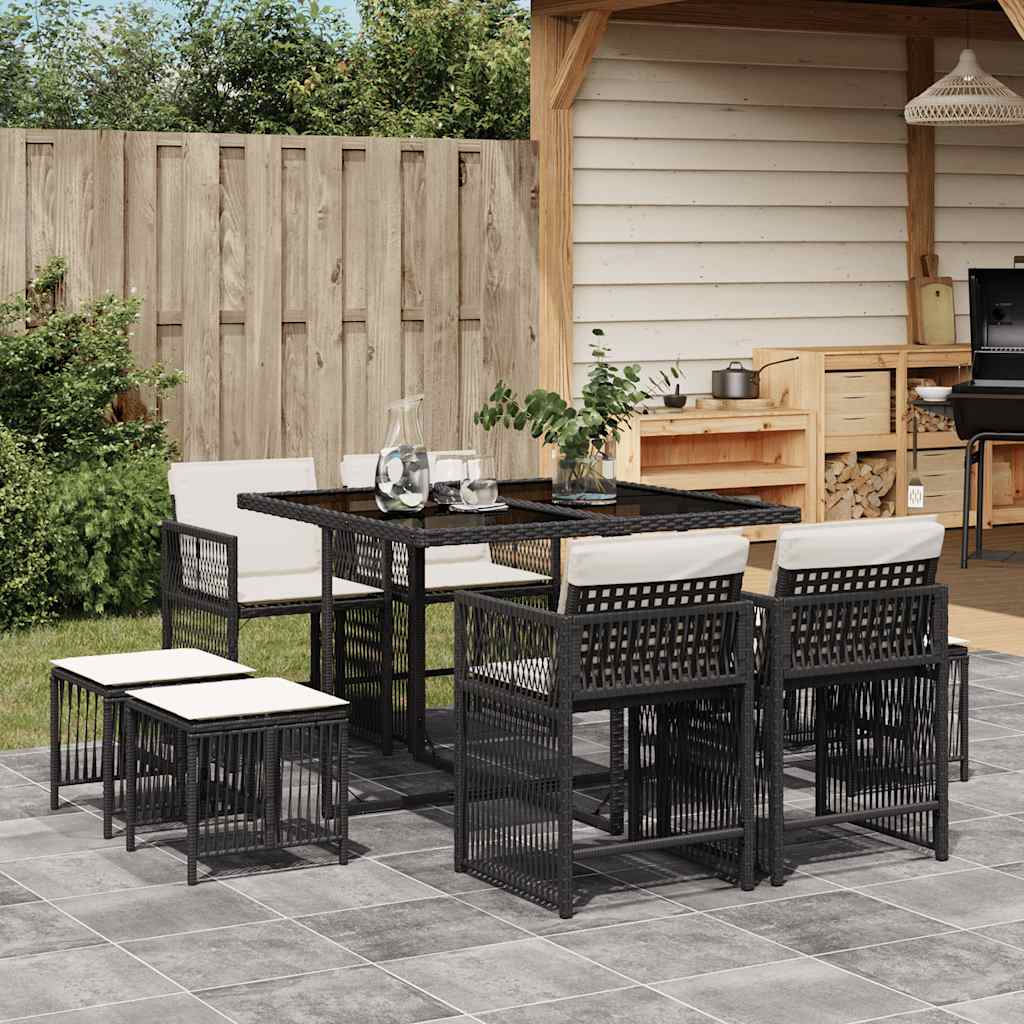 17-delige Tuinset met kussens poly rattan beige