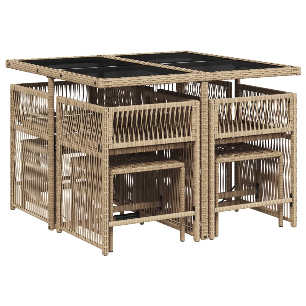 17-delige Tuinset met kussens poly rattan beige