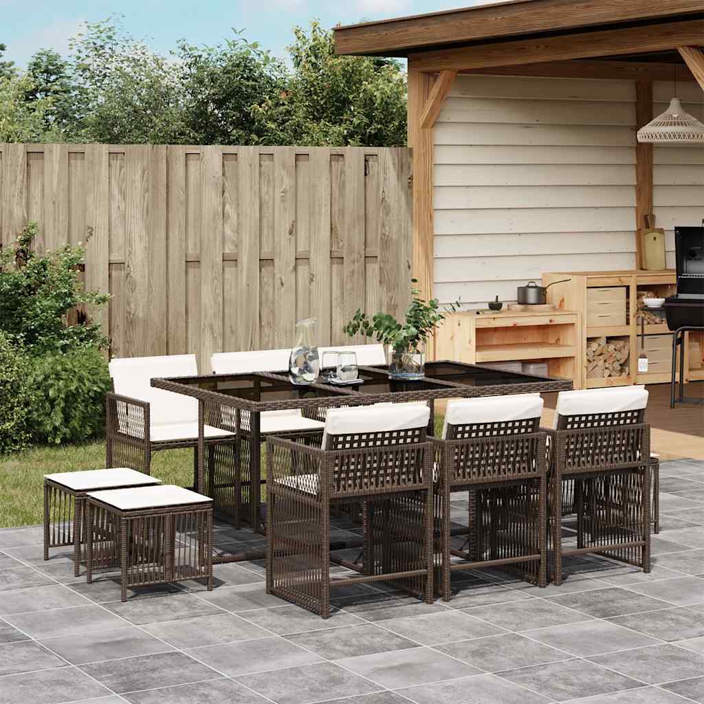 17-delige Tuinset met kussens poly rattan beige