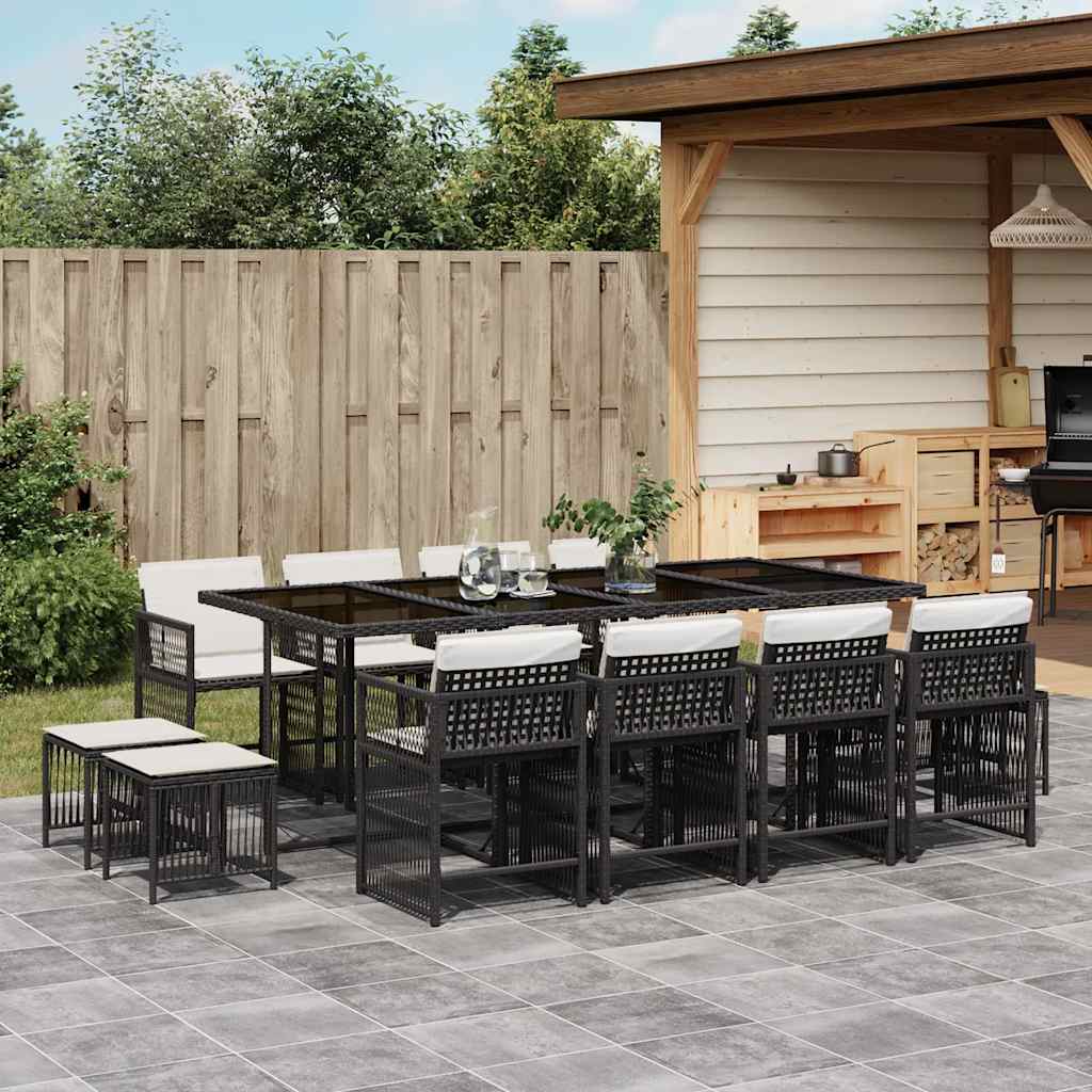 17-delige Tuinset met kussens poly rattan beige