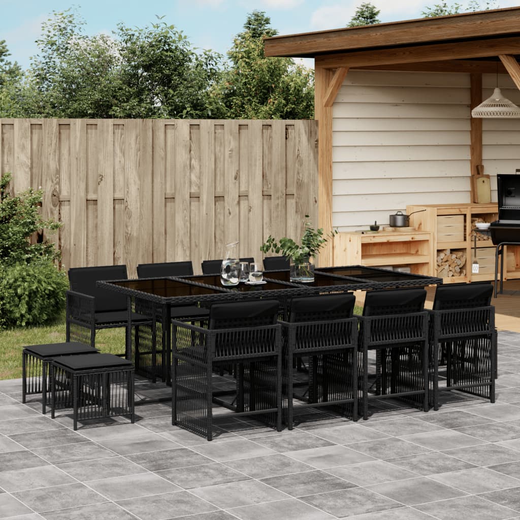 17-delige Tuinset met kussens poly rattan beige