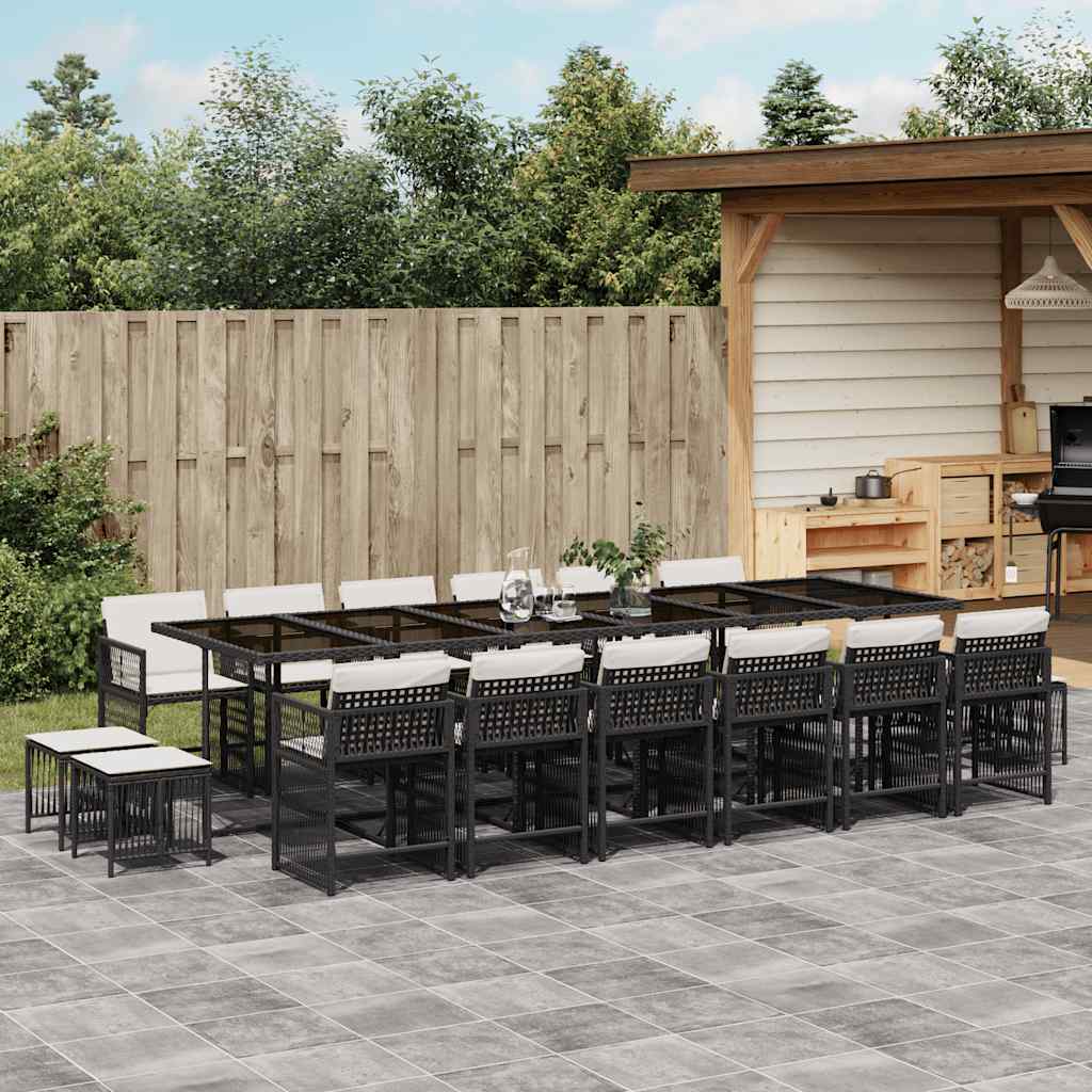 17-delige Tuinset met kussens poly rattan beige