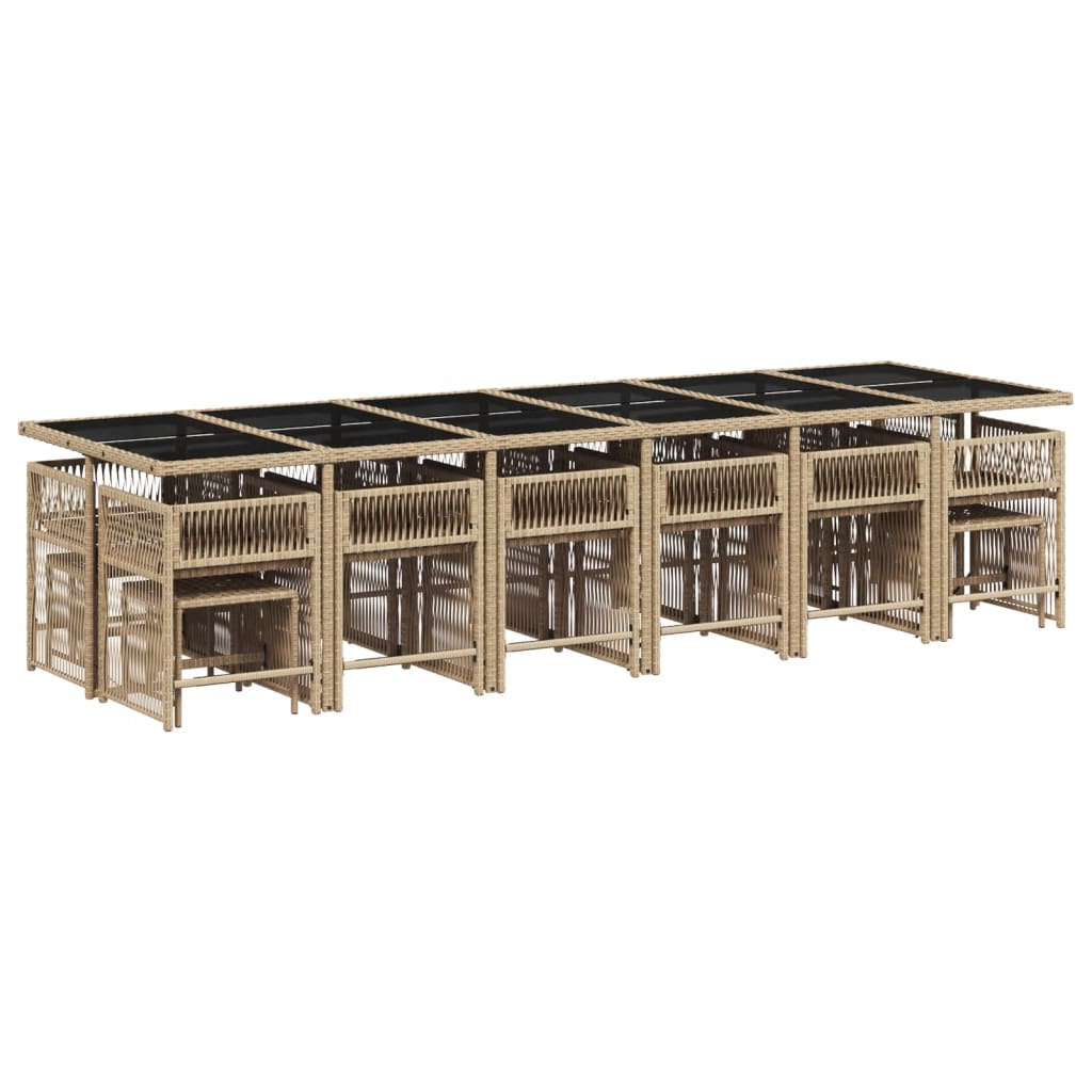 17-delige Tuinset met kussens poly rattan beige