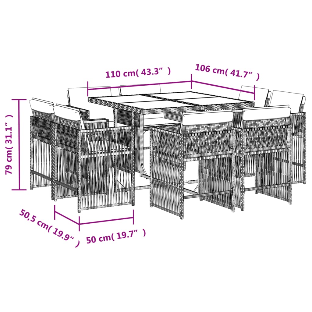 17-delige Tuinset met kussens poly rattan gemengd beige