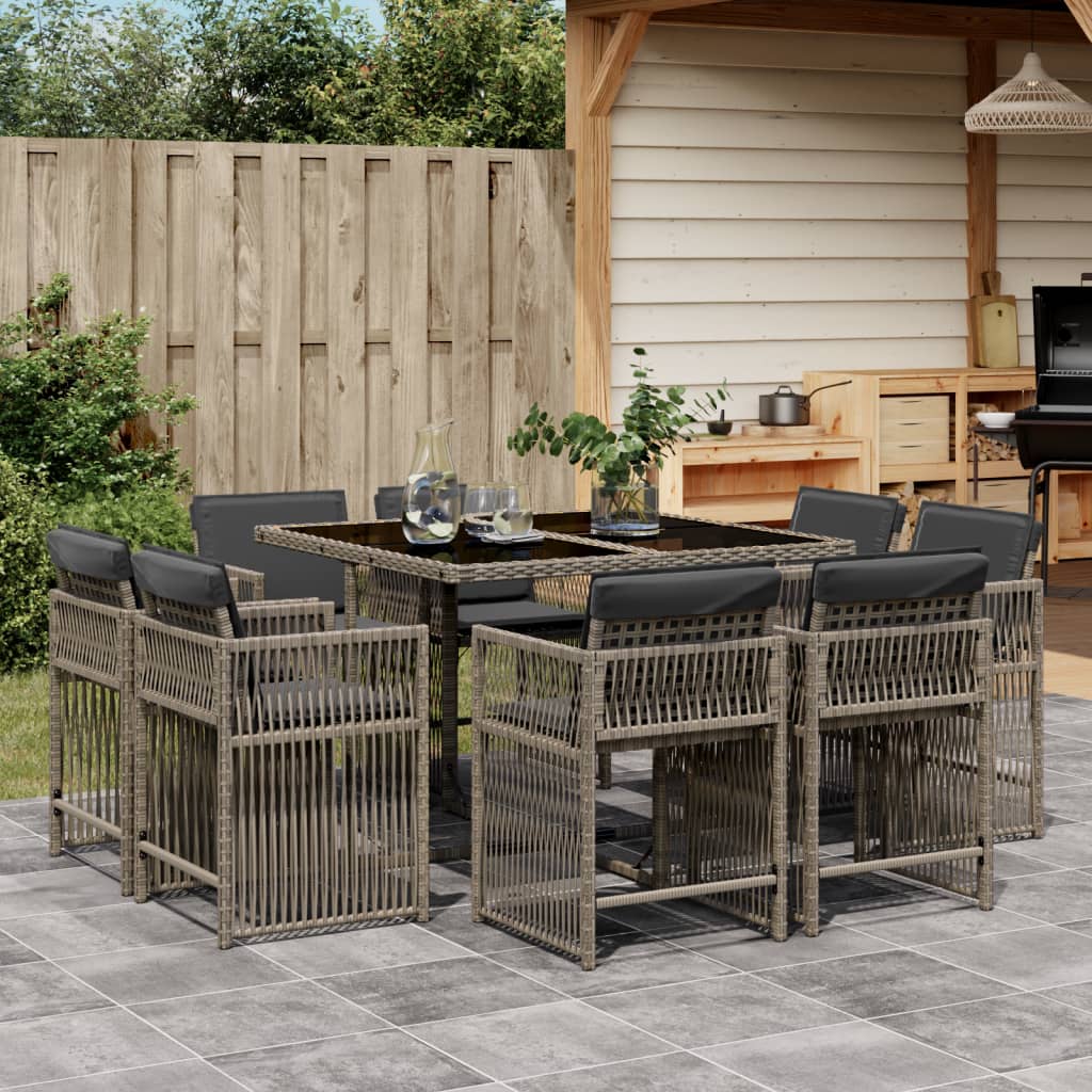 17-delige Tuinset met kussens poly rattan gemengd beige