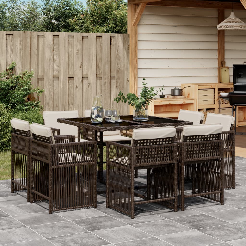 17-delige Tuinset met kussens poly rattan gemengd beige