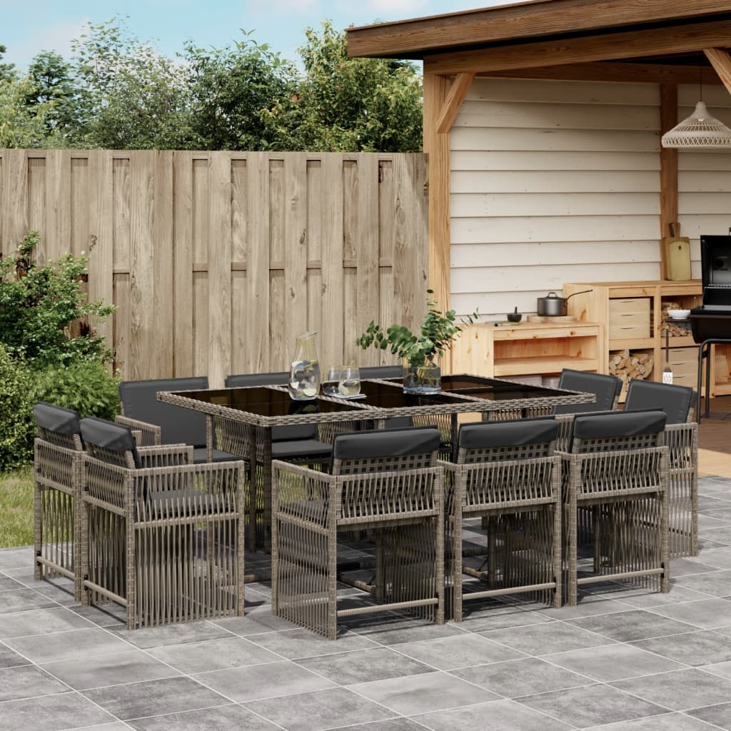 17-delige Tuinset met kussens poly rattan gemengd beige