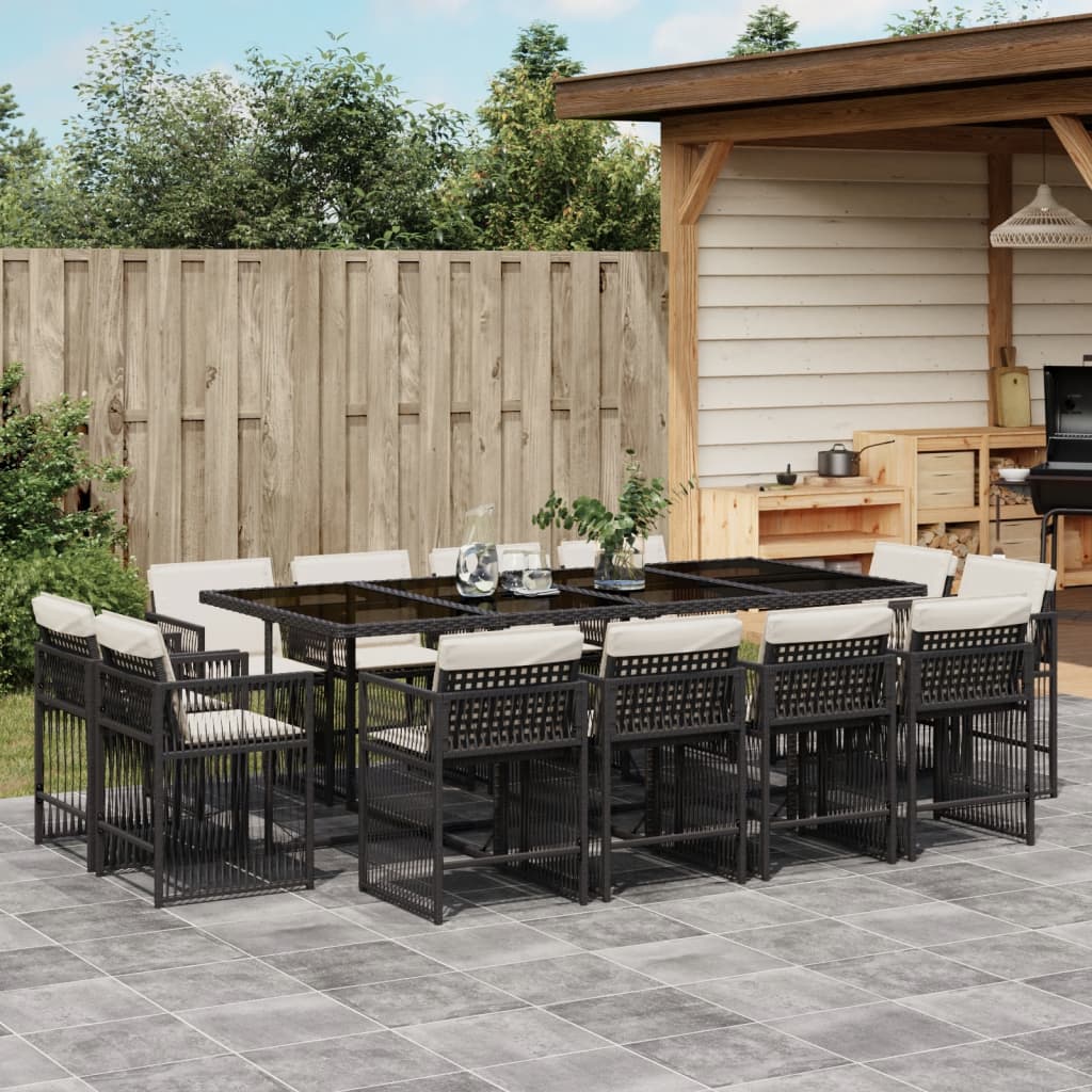 17-delige Tuinset met kussens poly rattan gemengd beige