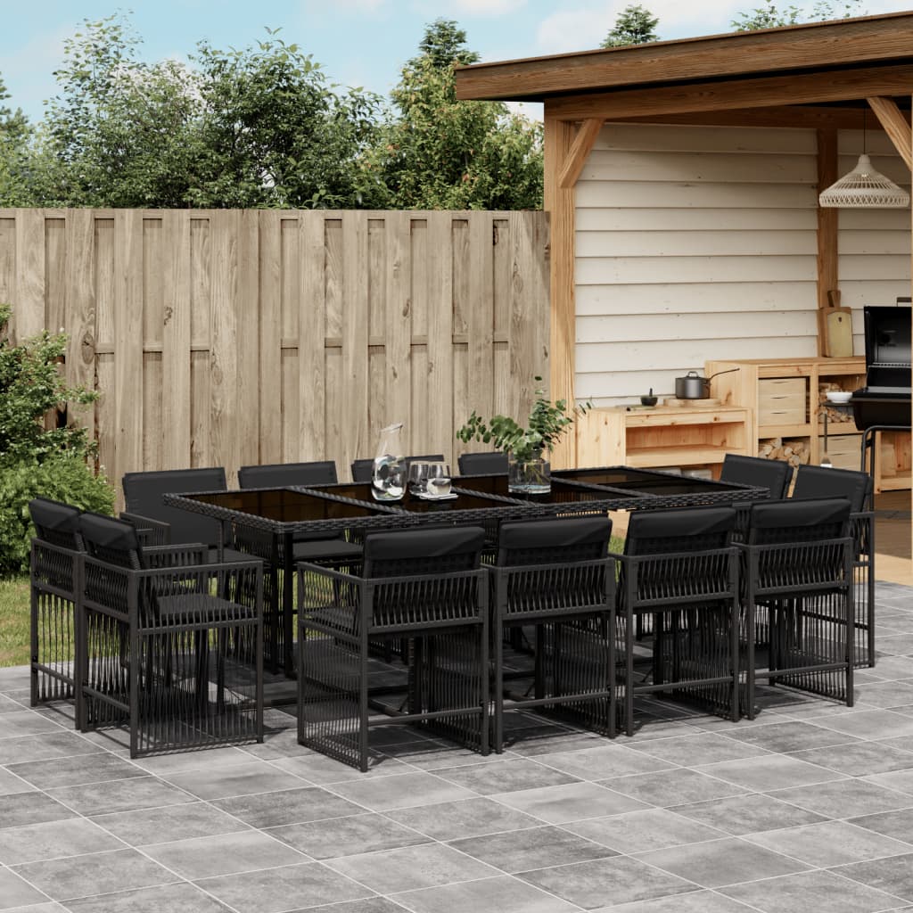 17-delige Tuinset met kussens poly rattan gemengd beige