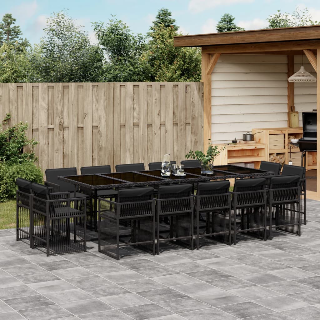 17-delige Tuinset met kussens poly rattan gemengd beige