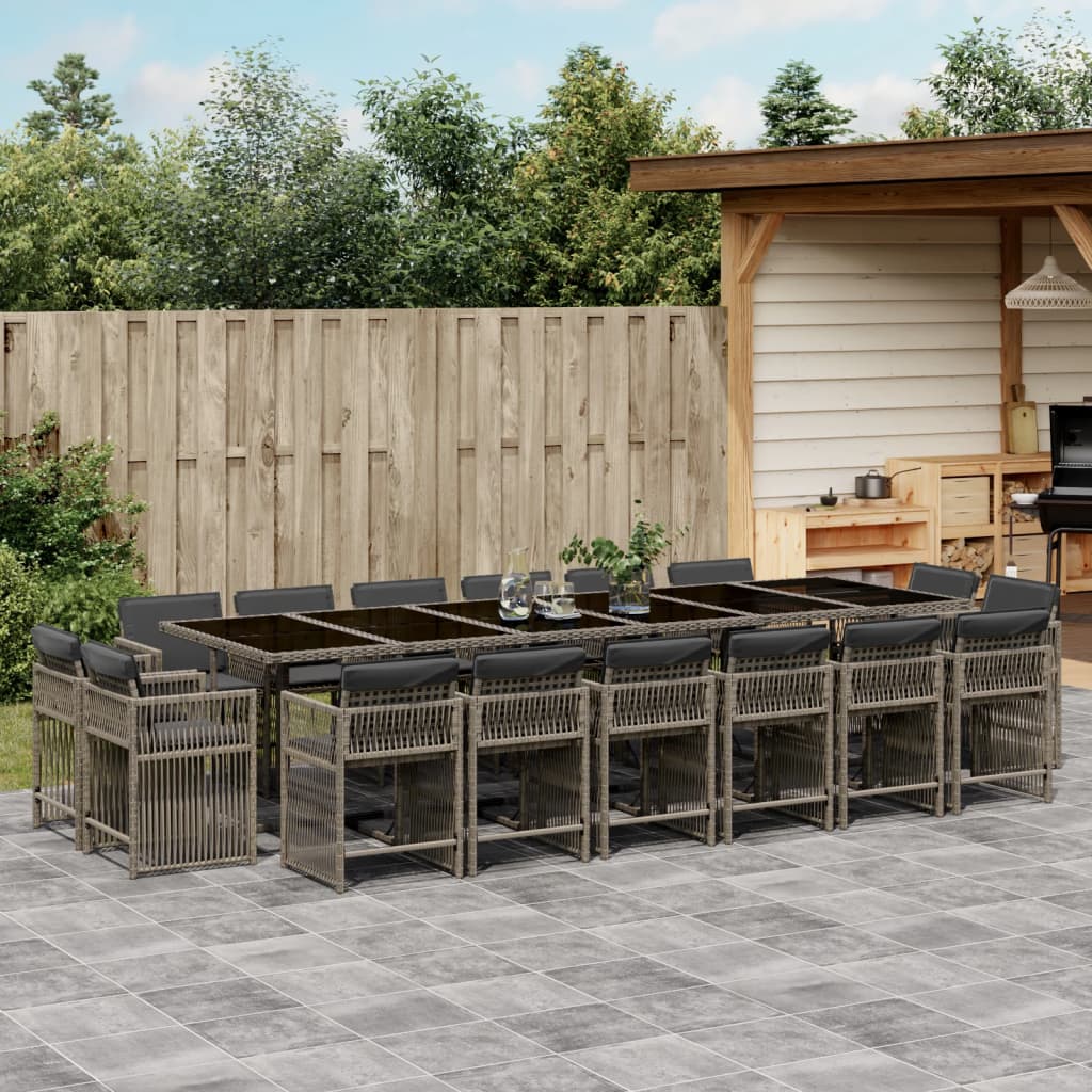 17-delige Tuinset met kussens poly rattan gemengd beige