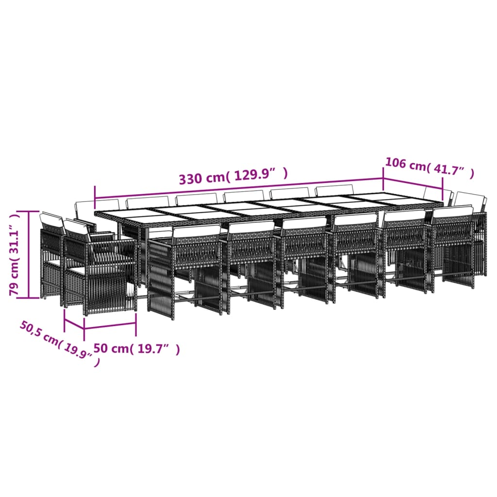 13-delige Tuinset met kussens poly rattan