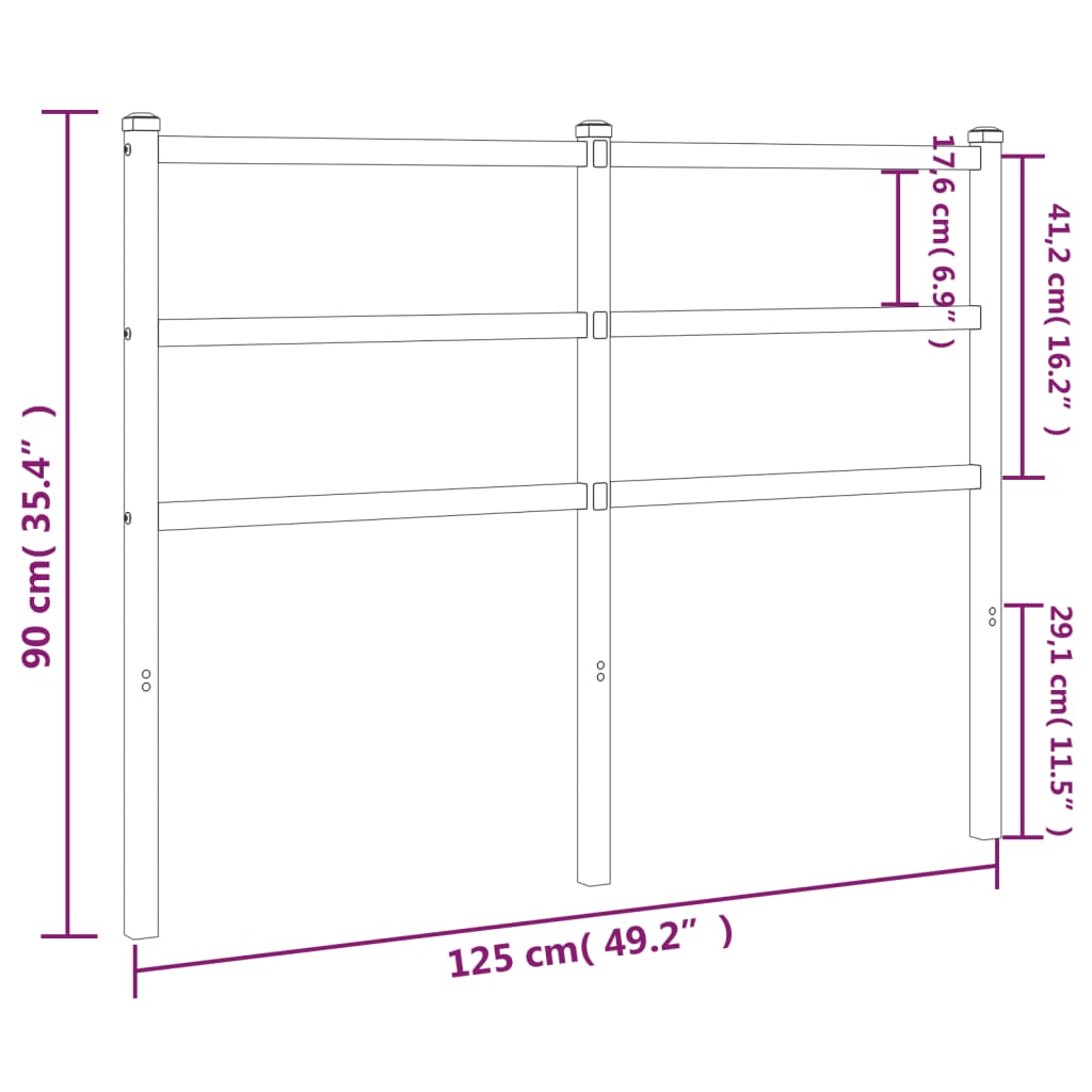 Hoofdbord 107 cm metaal