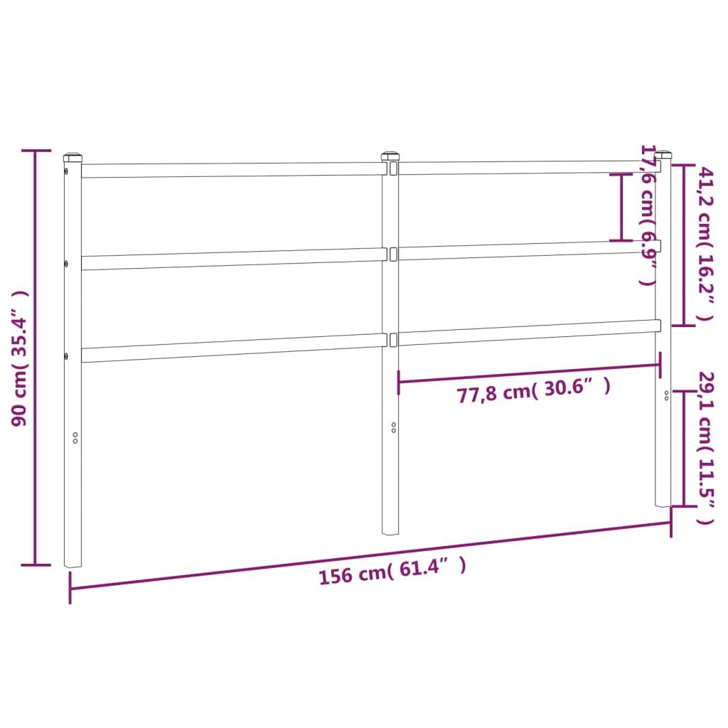 Hoofdbord 107 cm metaal