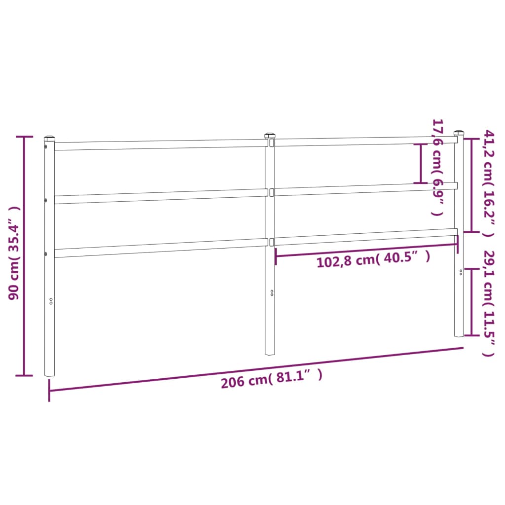 Hoofdbord 107 cm metaal