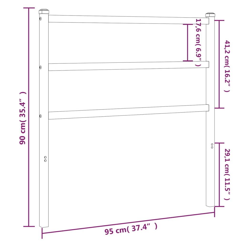 Hoofdbord 107 cm metaal