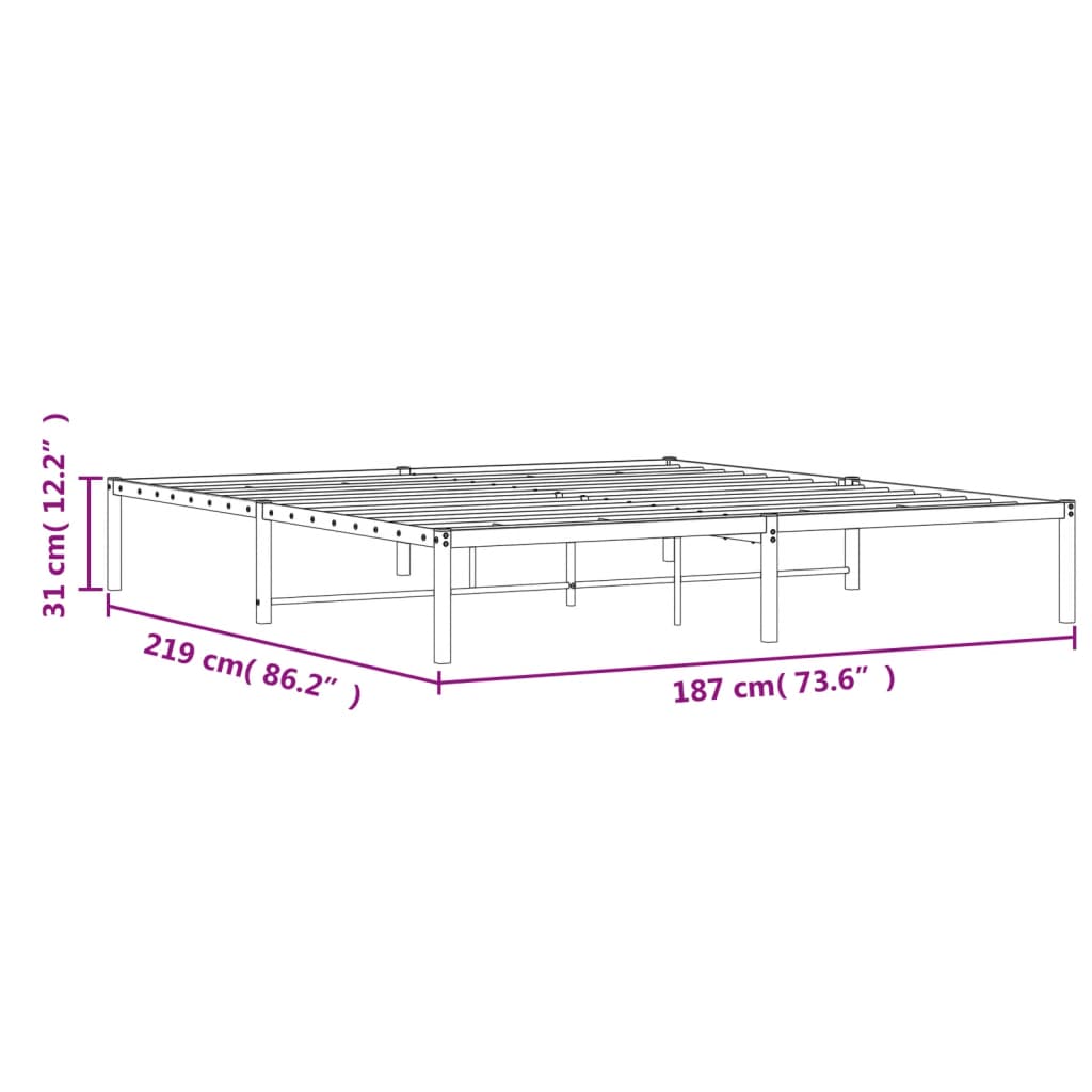 Bedframe metaal 75 x 190 cm