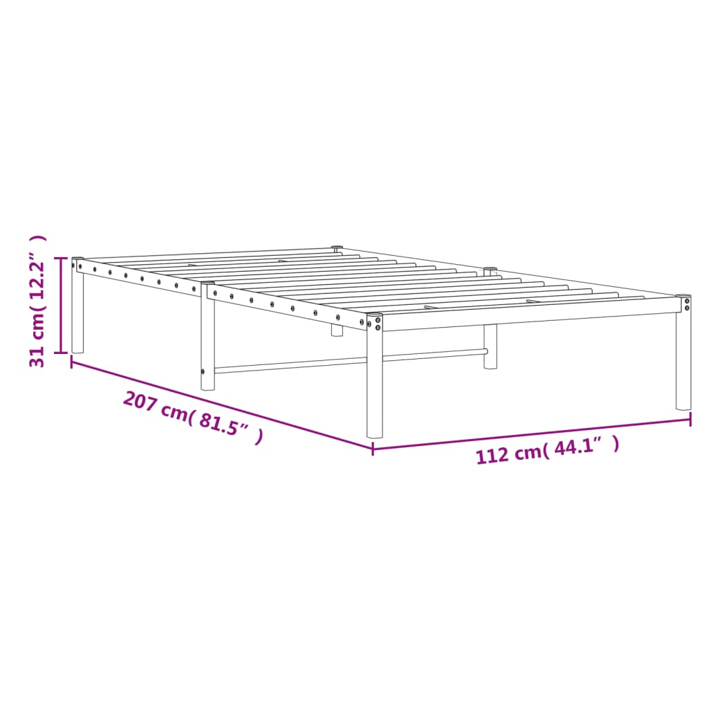 Bedframe metaal 75 x 190 cm