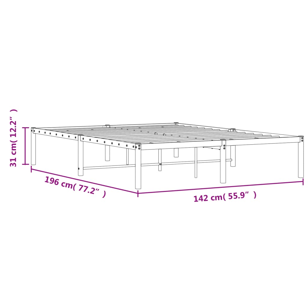 Bedframe metaal 75 x 190 cm