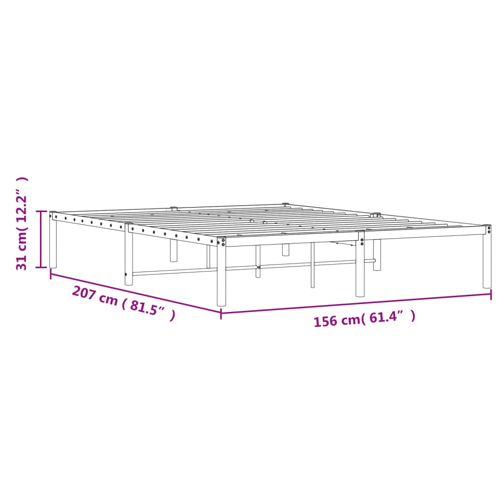 Bedframe metaal 75 x 190 cm