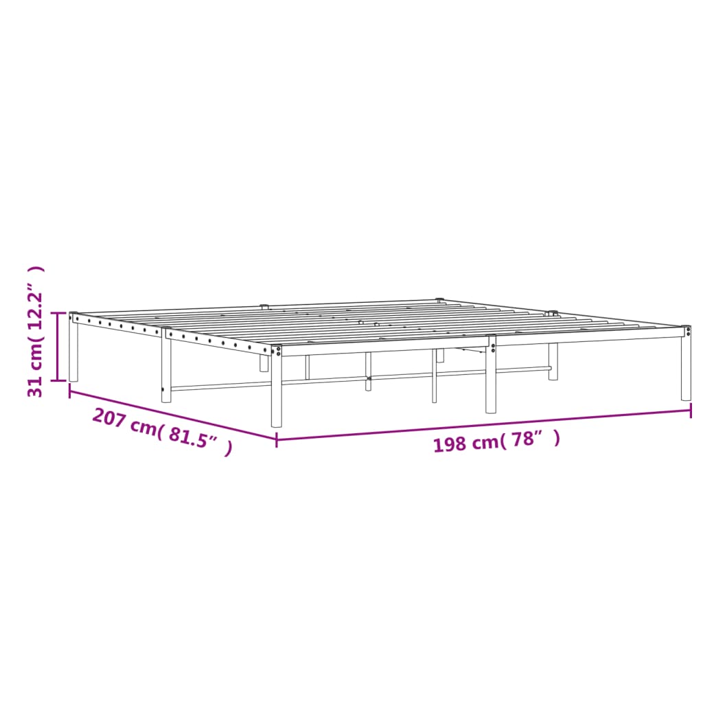 Bedframe metaal 75 x 190 cm