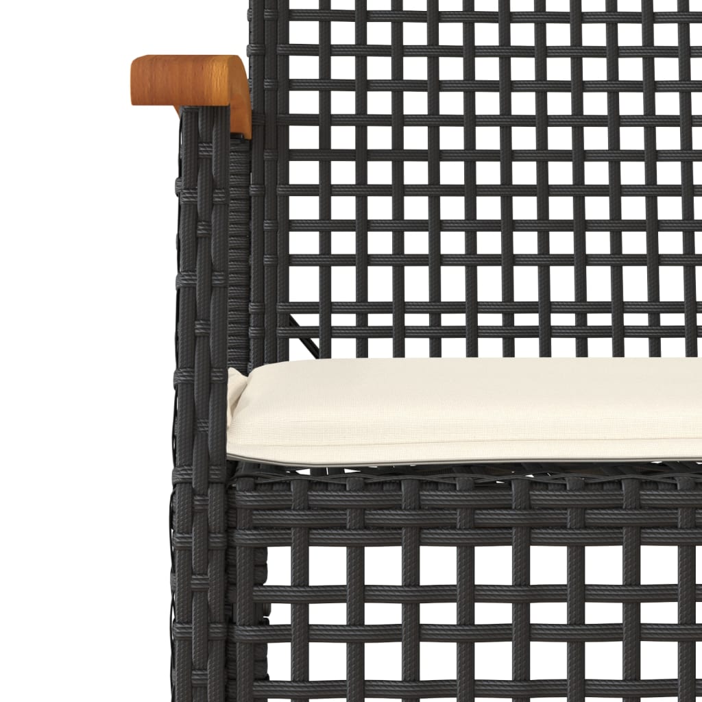 Tuinstoelen 2 st met kussens poly rattan en acaciahout