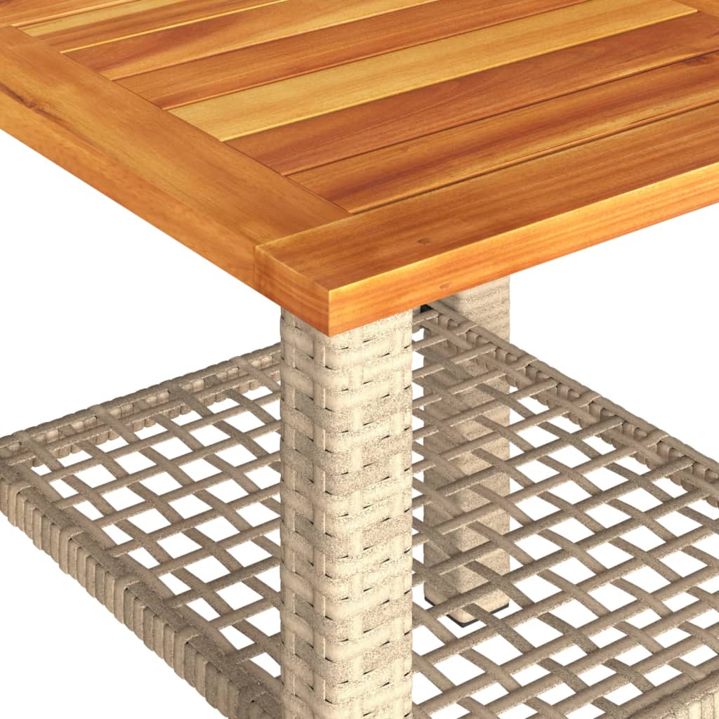 Tuintafel 70x38x42 cm poly rattan acaciahout