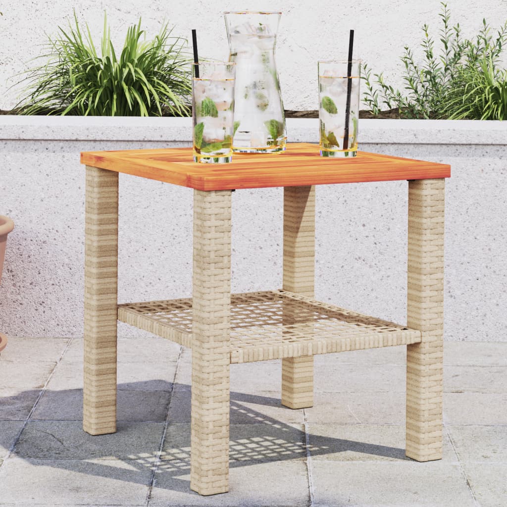 Tuintafel 70x38x42 cm poly rattan acaciahout