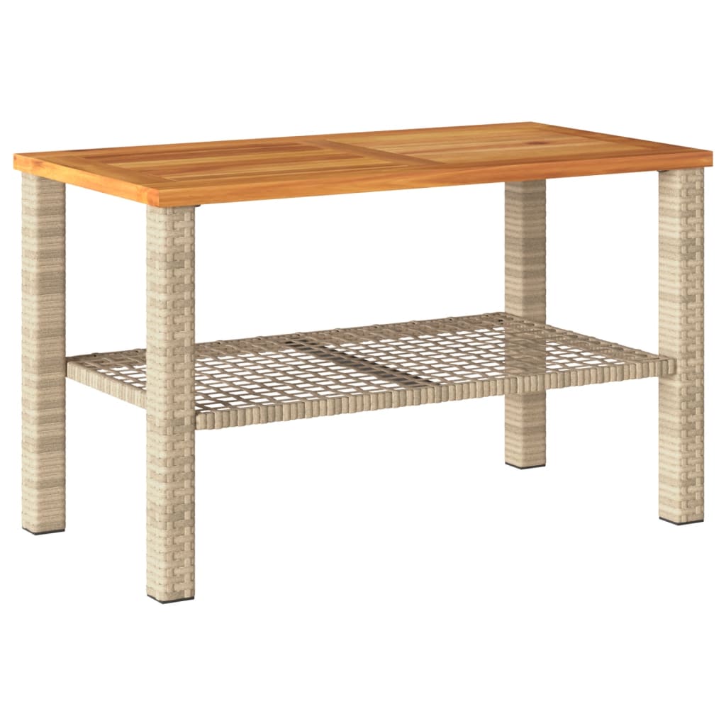 Tuintafel 70x38x42 cm poly rattan acaciahout