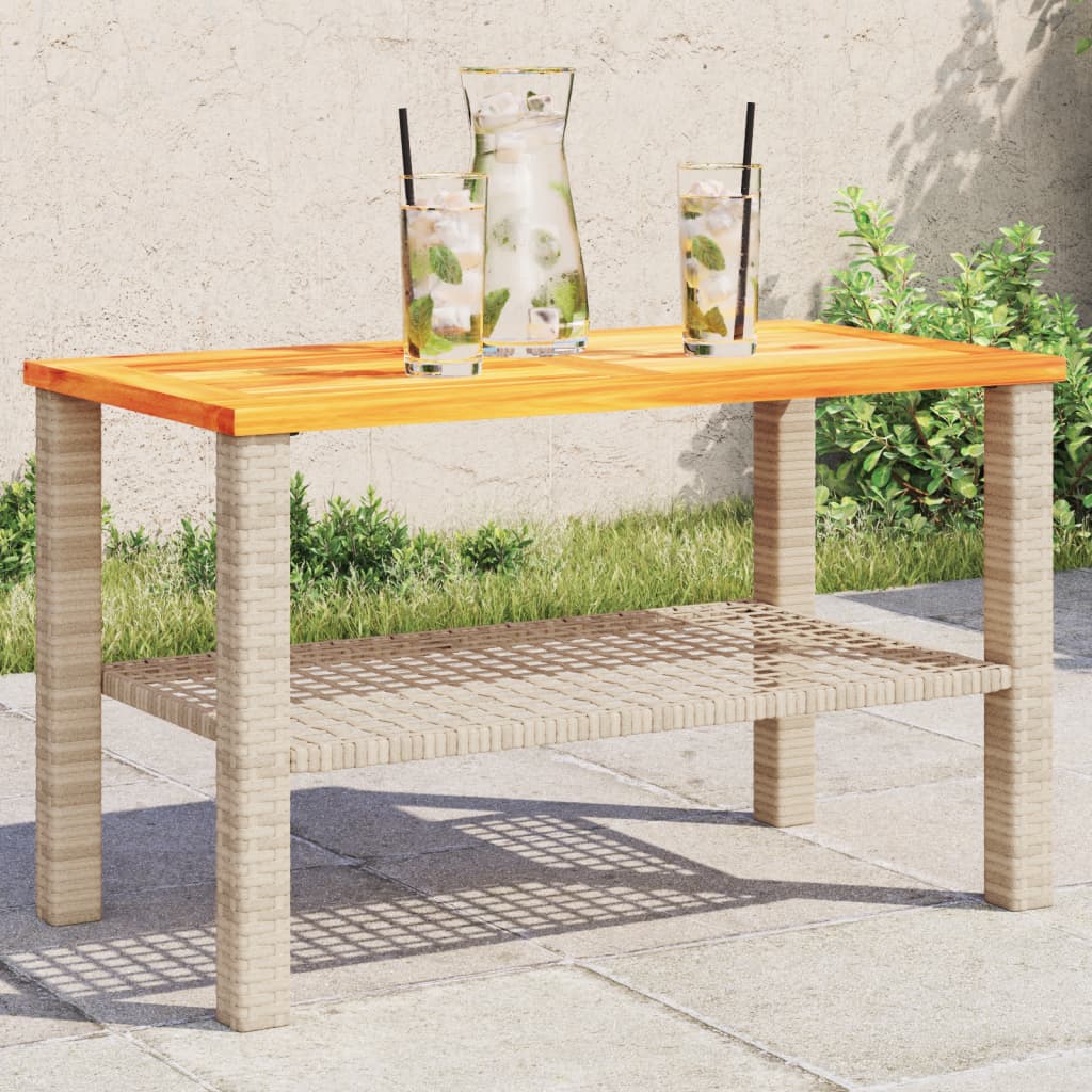 Tuintafel 70x38x42 cm poly rattan acaciahout