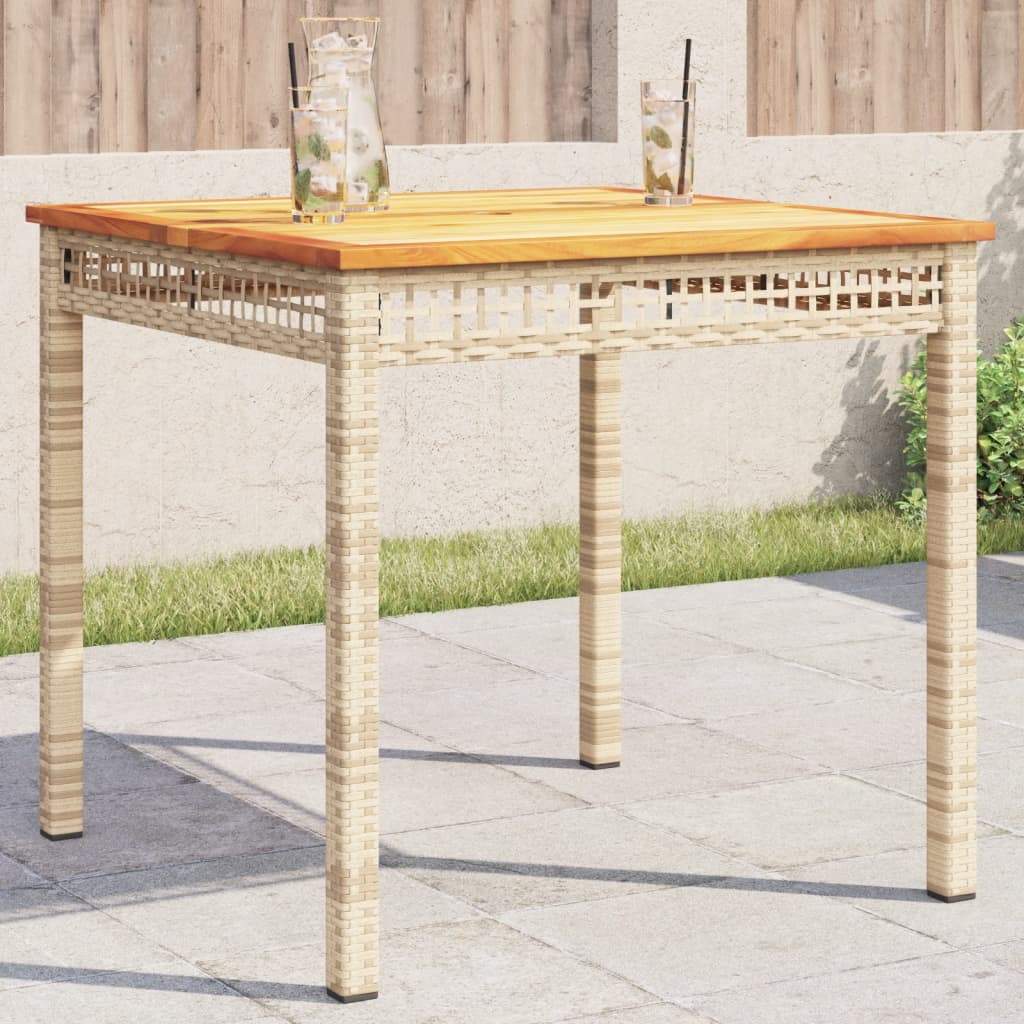 Tuintafel 70x38x42 cm poly rattan acaciahout