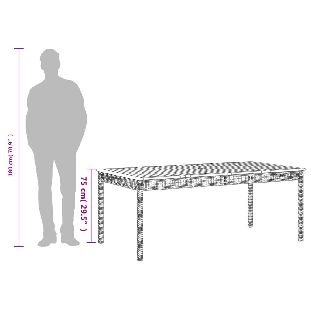 Tuintafel 70x38x42 cm poly rattan acaciahout