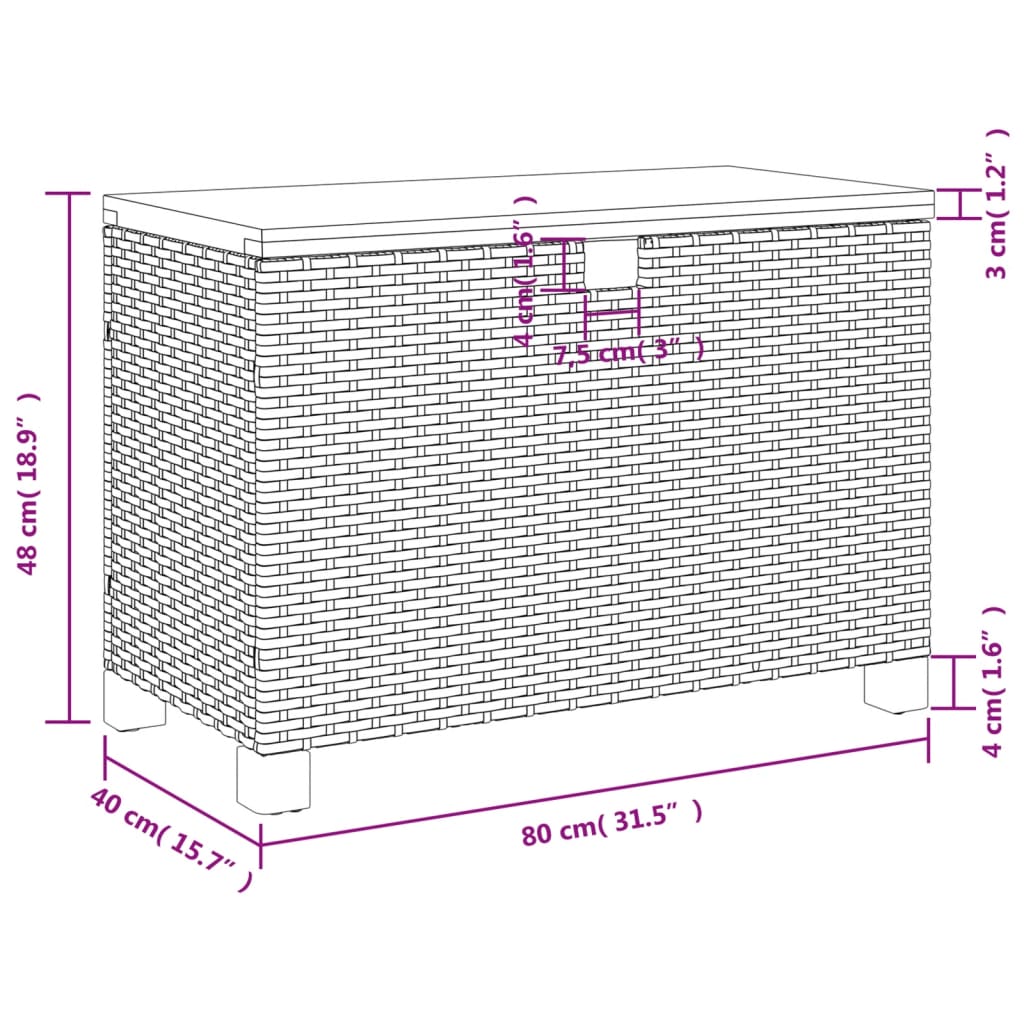 Tuinbox 110x55x63 cm poly rattan en acaciahout