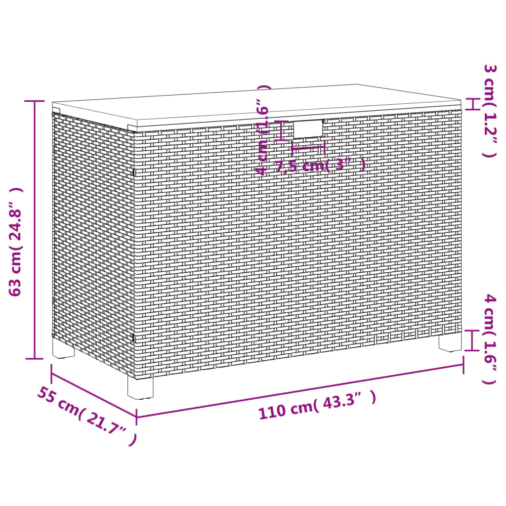 Tuinbox 110x55x63 cm poly rattan en acaciahout