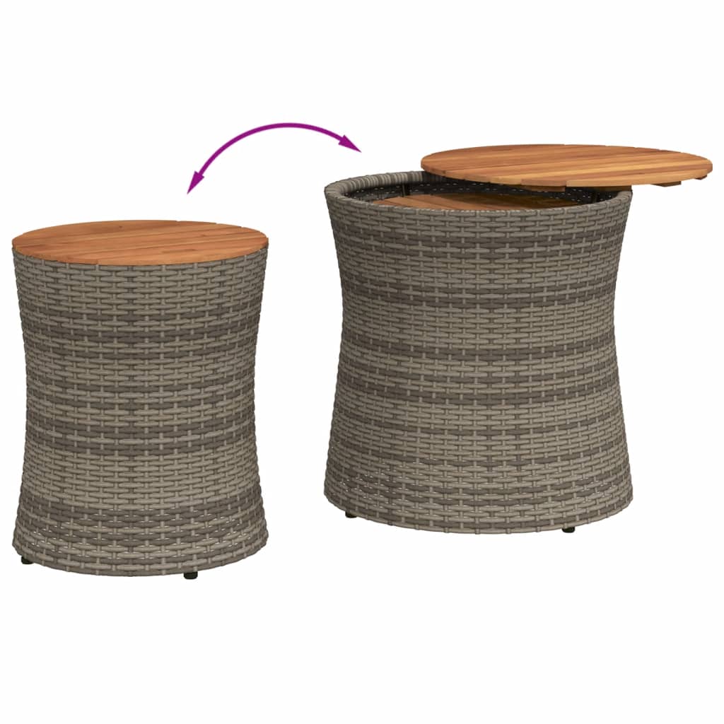 Tuinbijzettafels 2 st met houten blad poly rattan