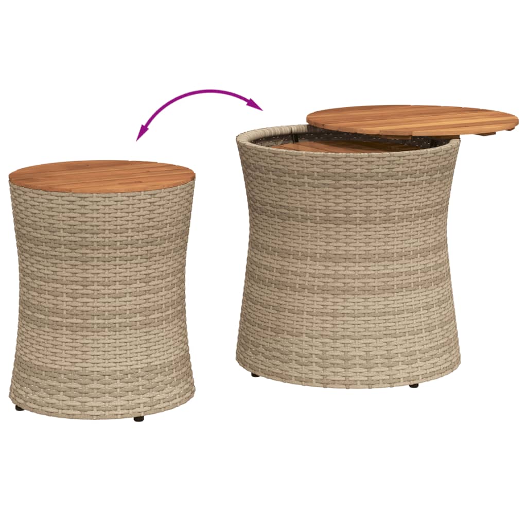 Tuinbijzettafels 2 st met houten blad poly rattan