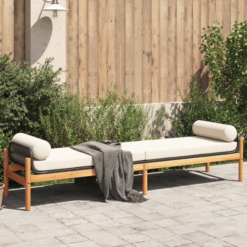 Tuinbank met kussen poly rattan acacia