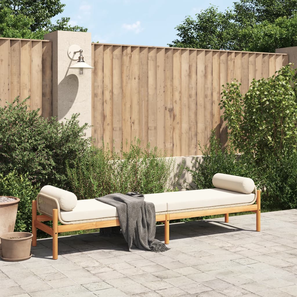 Tuinbank met kussen poly rattan acacia