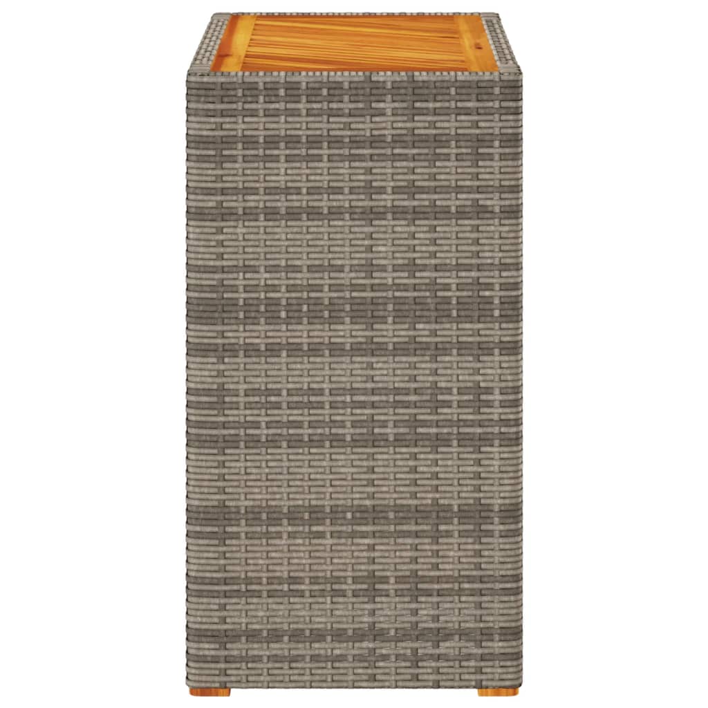 Tuinbijzettafel met houten blad 60x40x75 cm poly rattan