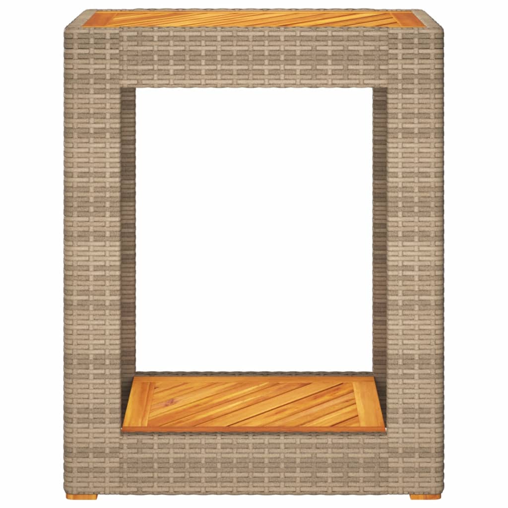 Tuinbijzettafel met houten blad 60x40x75 cm poly rattan