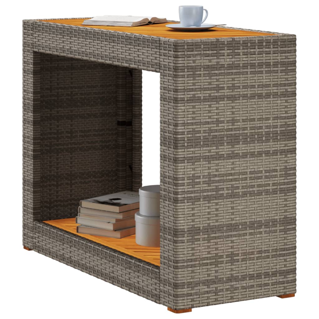 Tuinbijzettafel met houten blad 60x40x75 cm poly rattan