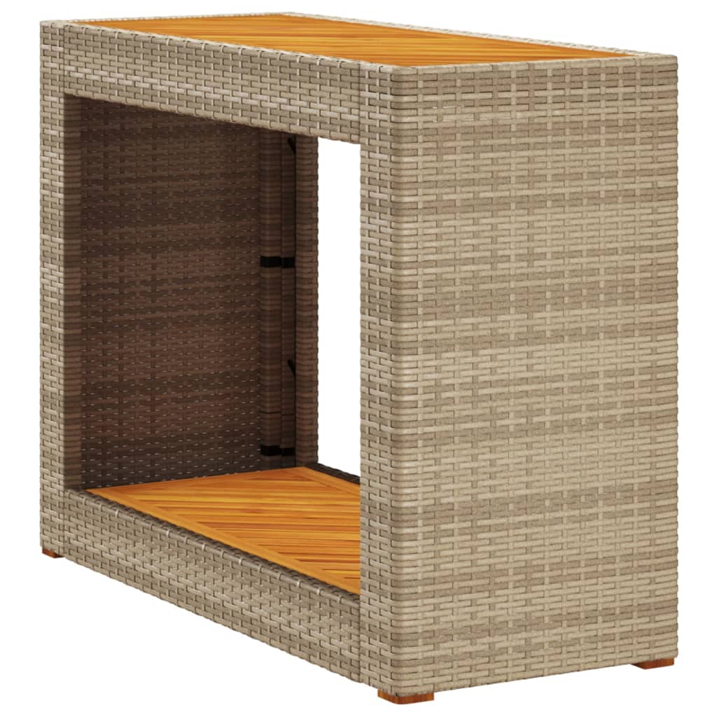 Tuinbijzettafel met houten blad 60x40x75 cm poly rattan