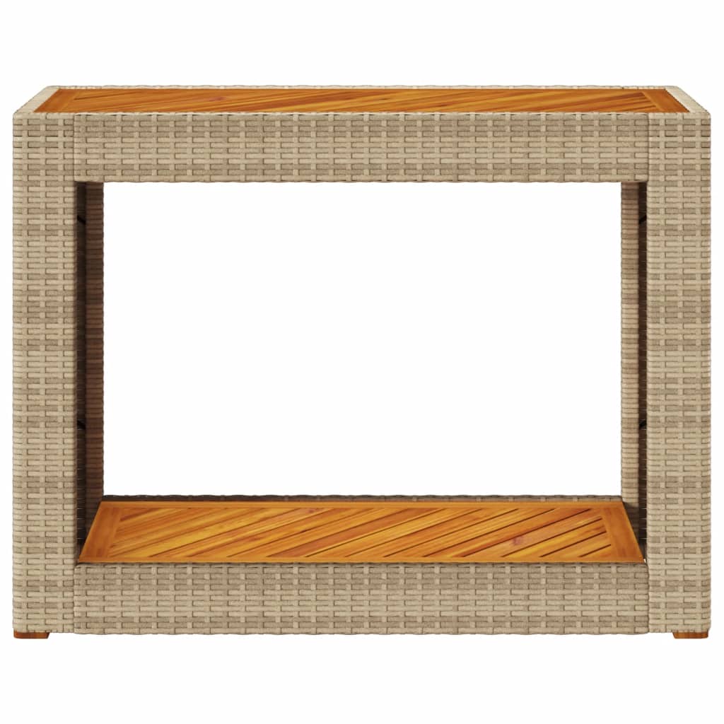 Tuinbijzettafel met houten blad 60x40x75 cm poly rattan