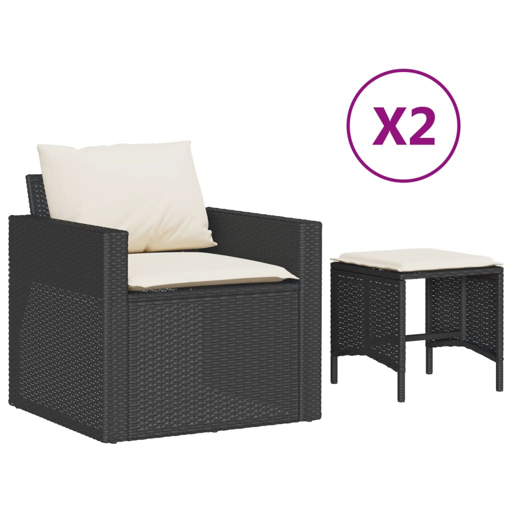 4-delige Loungeset met kussens poly rattan