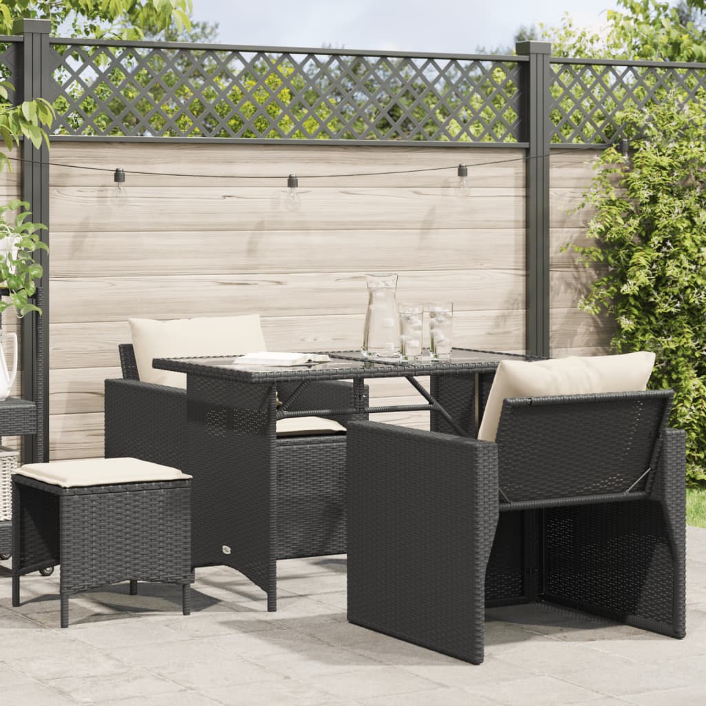 4-delige Loungeset met kussens poly rattan