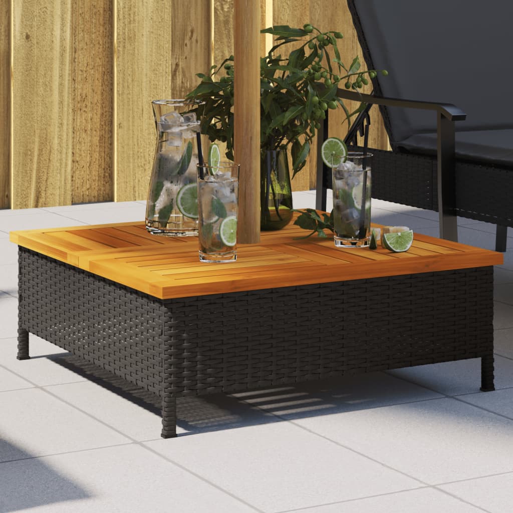 Parasolvoetbedekking 70x70x25 cm poly rattan acaciahout