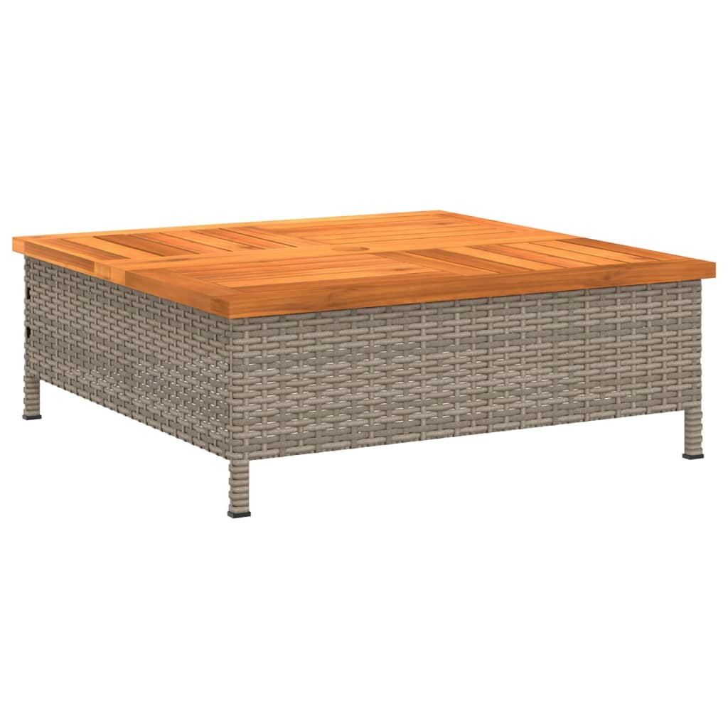 Parasolvoetbedekking 70x70x25 cm poly rattan acaciahout