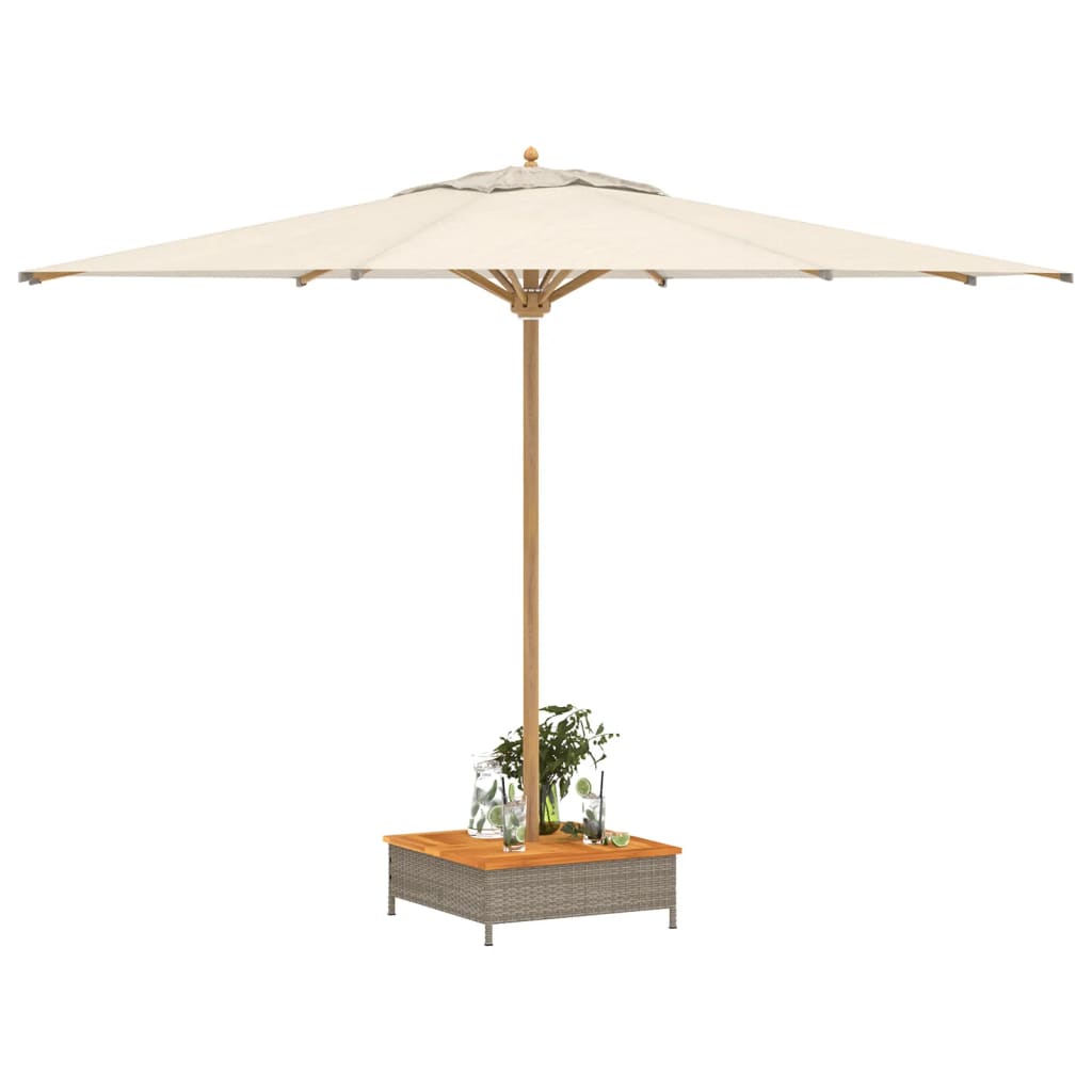 Parasolvoetbedekking 70x70x25 cm poly rattan acaciahout