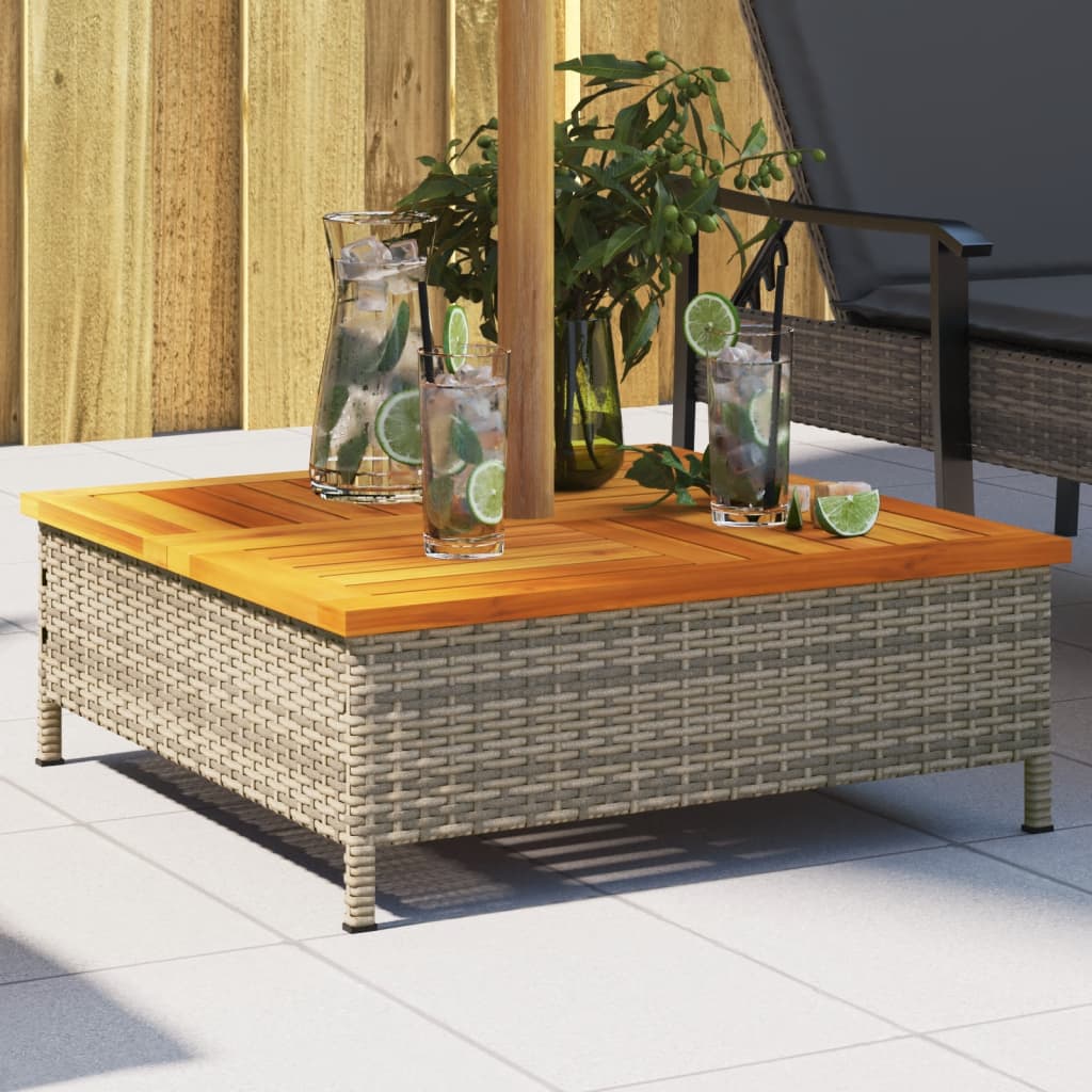 Parasolvoetbedekking 70x70x25 cm poly rattan acaciahout