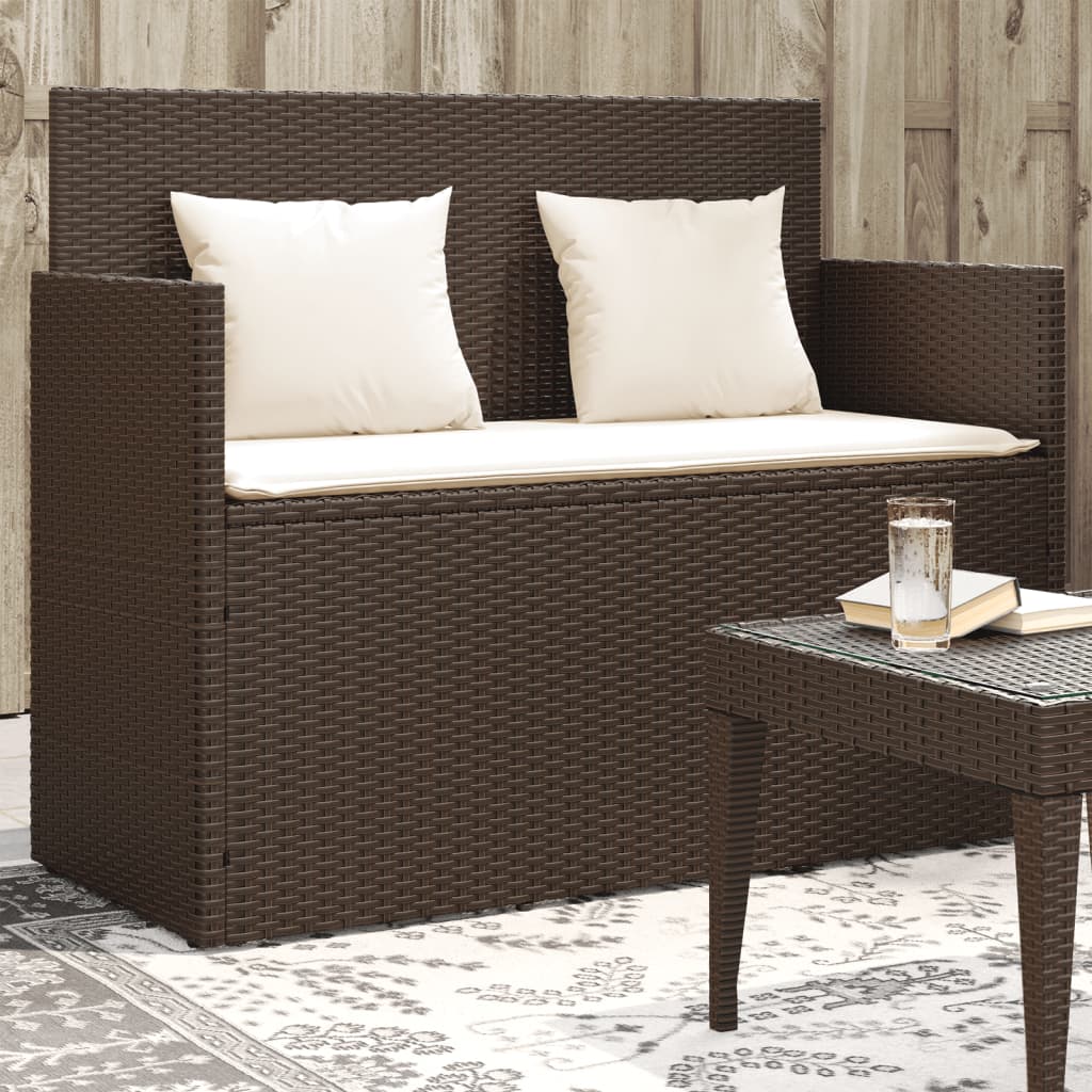 Tuinbank met kussens poly rattan